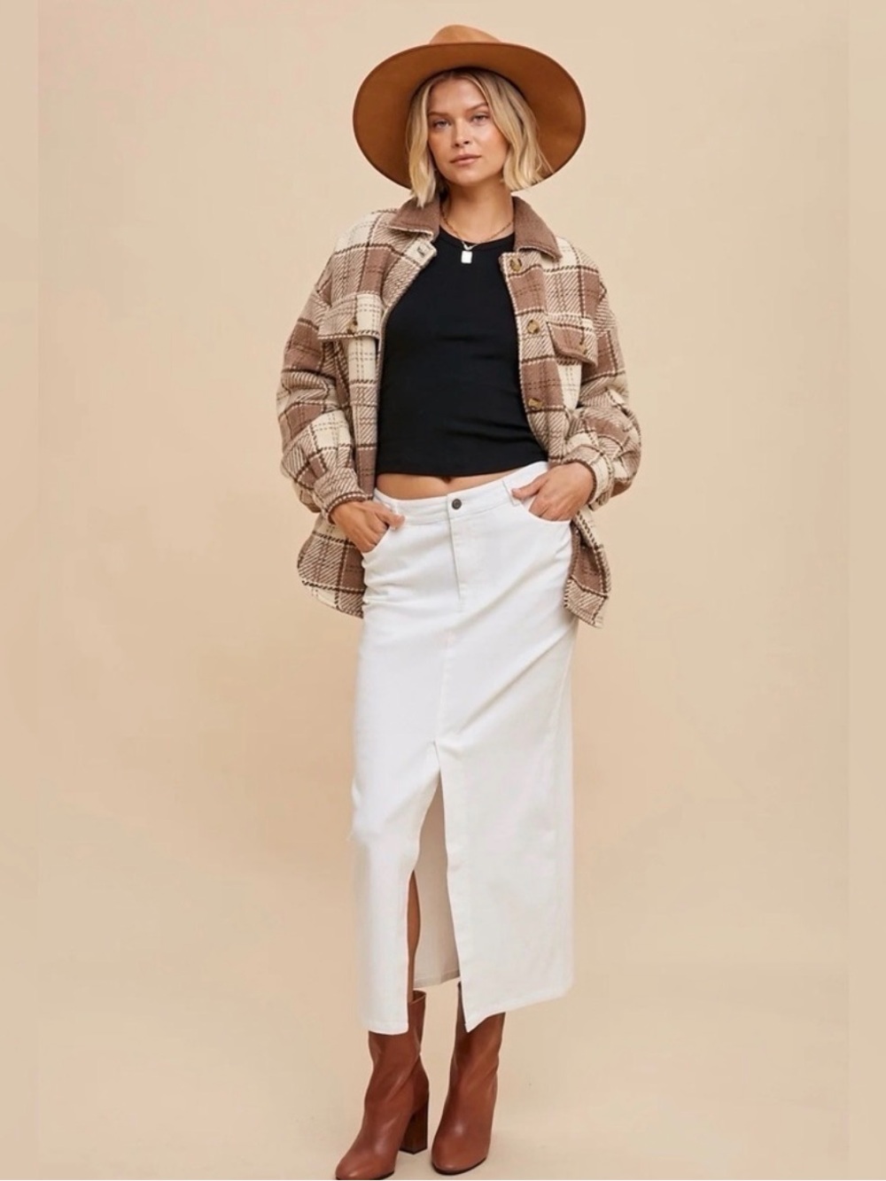 The Frankie shop White High-Rise Midi Skirt with Front Slit size small